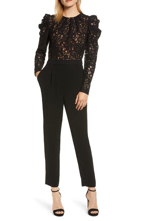 black lace jumpsuit michael michael kors|Michael Kors embellished halter jumpsuit.